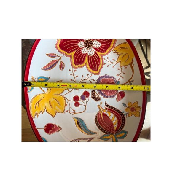 Artistic Accents Hand-Painted Autumnal Floral Embossed Oval Platter Serveware - Picture 6 of 6